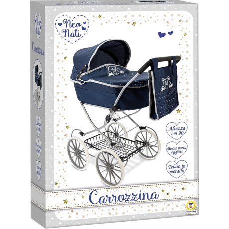 CARROZZINA METALLO CLASSICA BLU C/BORSETTA