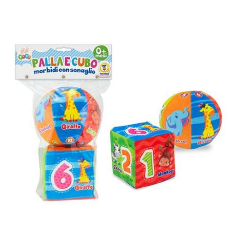GOGO - PALLA E CUBO SONORI MORBIDI CON SONAGLIO