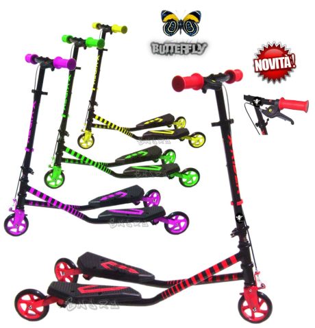 MONOPATTINO FARFALLA 3 RUOTE ASS. - VERDE/ROSSO