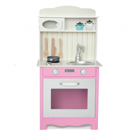 CUCINA LEGNO PICCOLA CON ACCESSORI - ROSA